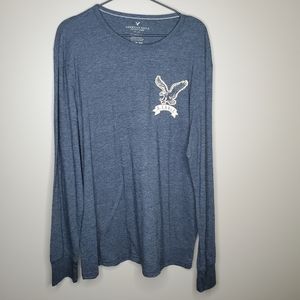 American Eagle Dark Gray Long Sleeve Logo Shirt